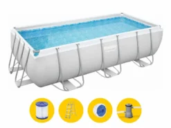 Bestway Power Steel Rectangular Zwembad - 404 X 201 X 100 Cm - Met Filterpomp En Accessoires