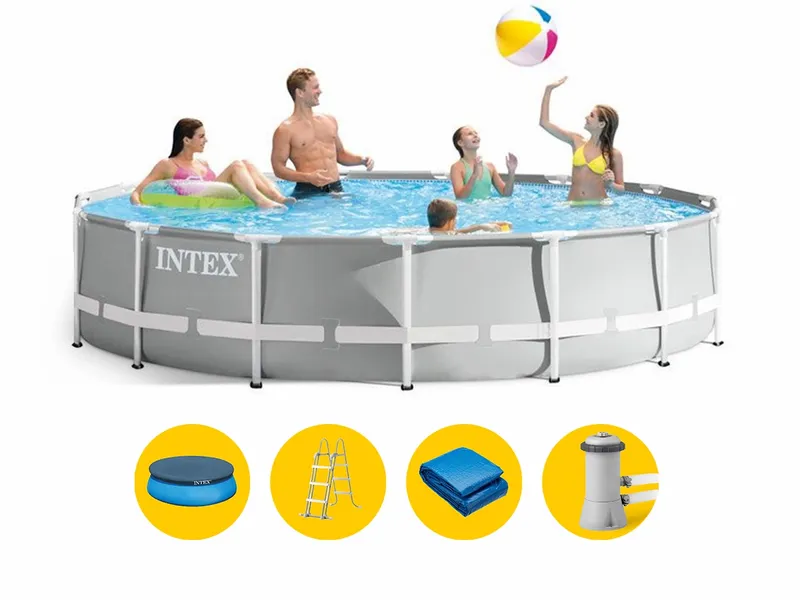 Intex Prism Frame Pool - 457 X 107 Cm - Met Filterpomp En Accessoires 1 Intex Prism Frame Pool - 457 X 107 Cm - Met Filterpomp En Accessoires